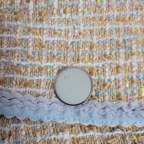 ECI beige boucle tweed blazer with blue trim  plazacore jacket M‎ - Picture 10 of 12
